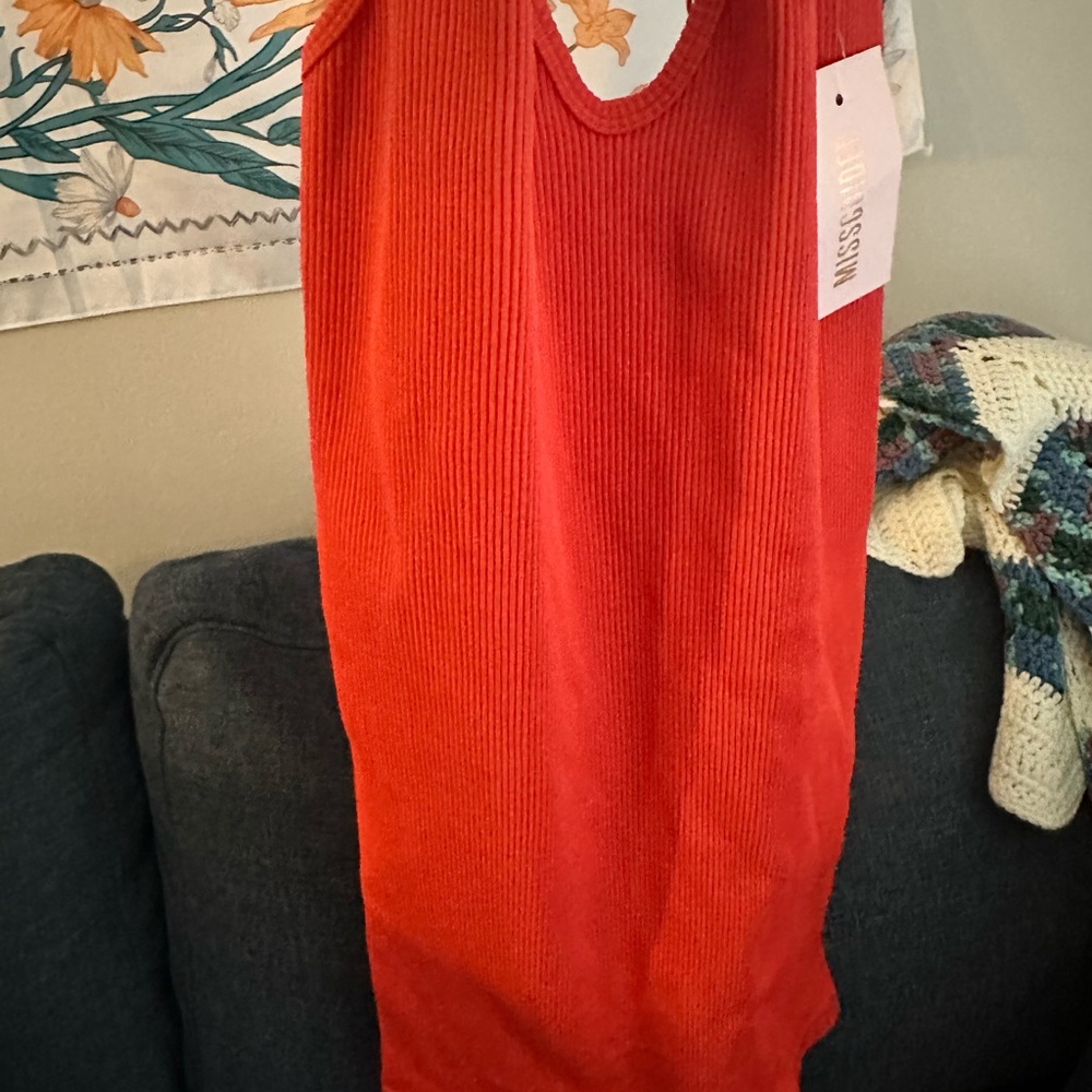 Missguided + Vibrant Orange Ribbed Tank Top - Picture 5 of 5